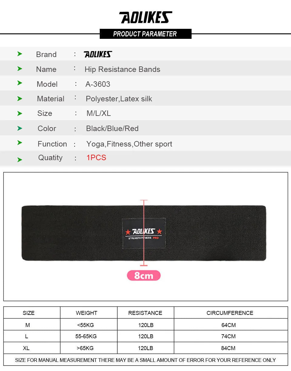 AOLIKES Unisex Booty Band Hip Circle Loop Resistance Band Workout Exercise for Legs Thigh Glute Butt Squat Bands Non-slip Design