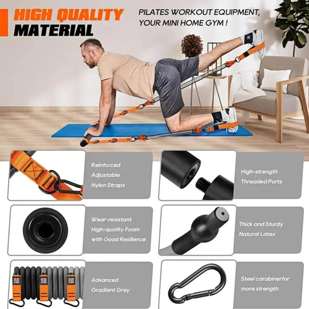 Pilates Bar Kit with Resistance Bands Multifunctional Pilates Bar Pilates Workout Equipment Home Gym Strength Training Equipment