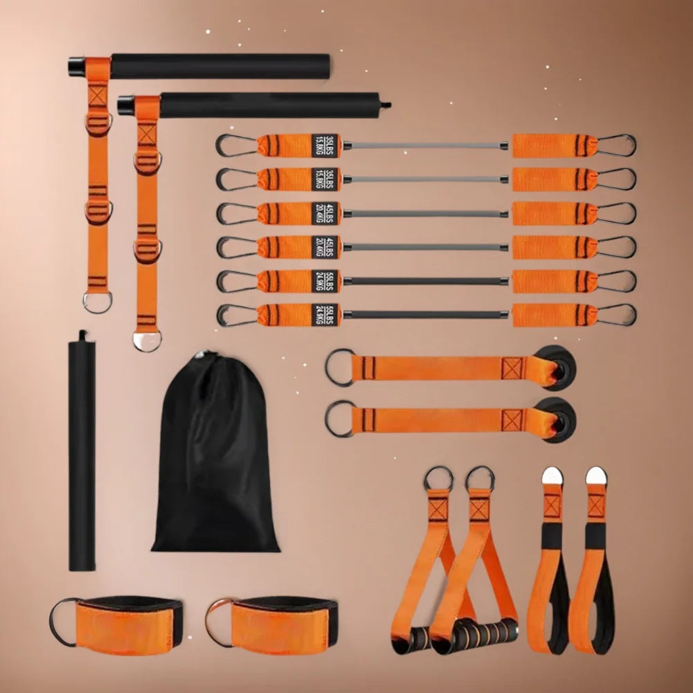 Pilates Bar Kit with Resistance Bands Multifunctional Pilates Bar Pilates Workout Equipment Home Gym Strength Training Equipment