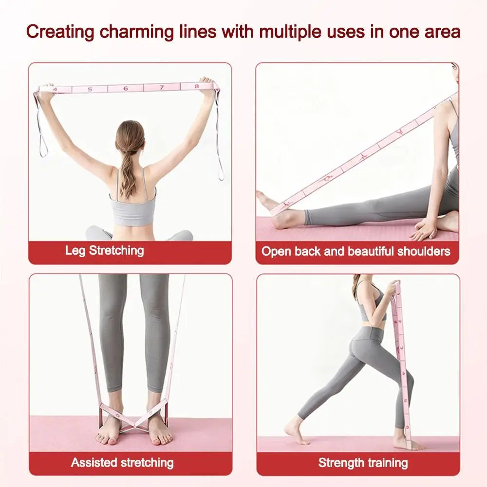 Multi-functional Elastic Yoga Stretching Belt Digital Adjustable Resistance Band 10/12 Grid Dance Stretch Band Adult Child
