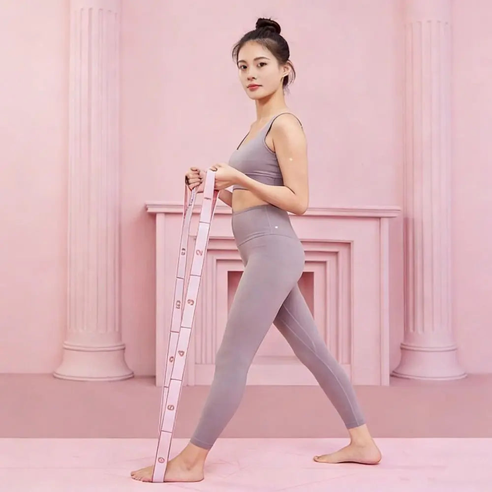 Multi-functional Elastic Yoga Stretching Belt Digital Adjustable Resistance Band 10/12 Grid Dance Stretch Band Adult Child