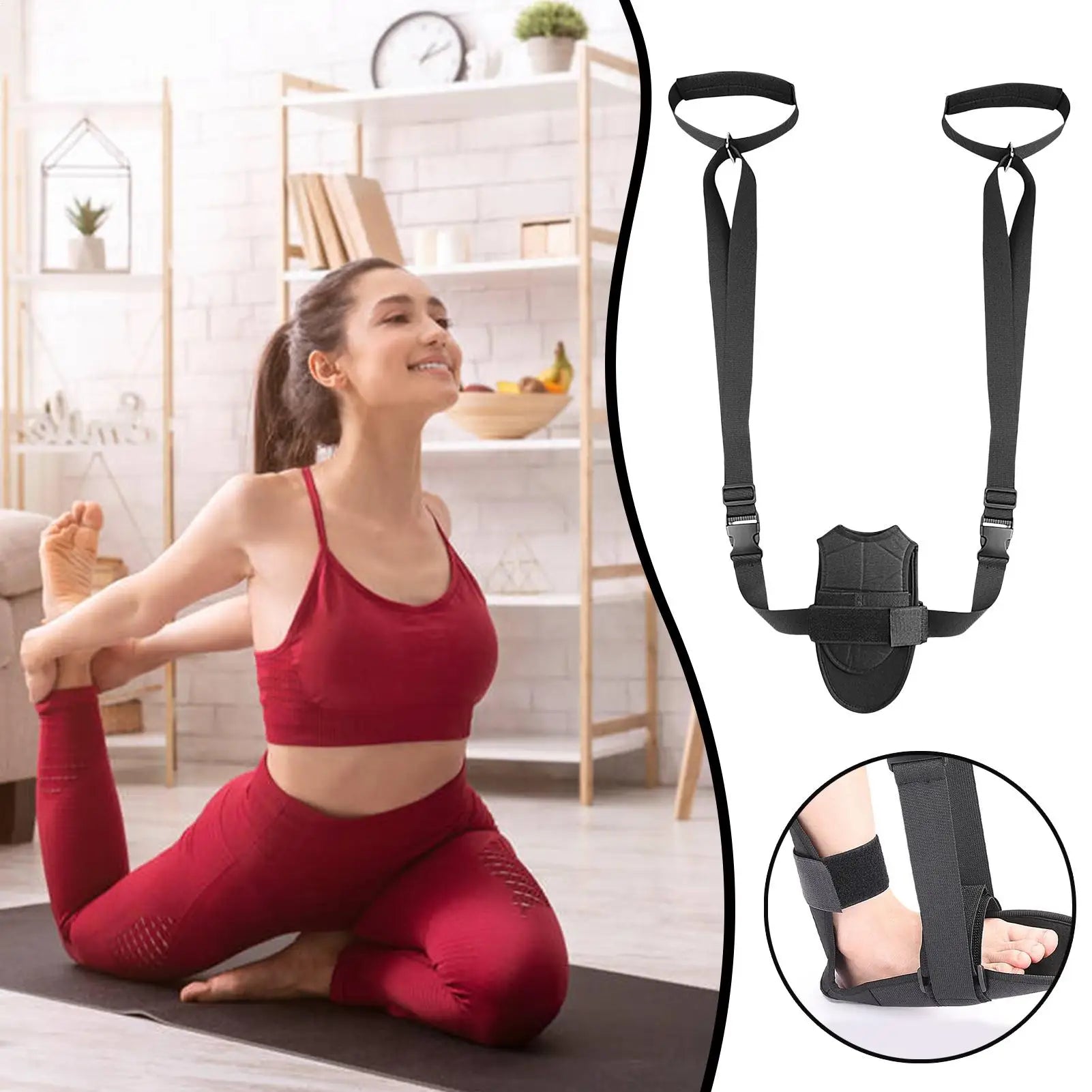 Leg Stretcher Strap Exercise Flexibility Stretch Bands Professional Padded Adjustable Bands For Yoga Heel Spurs Recovery Home
