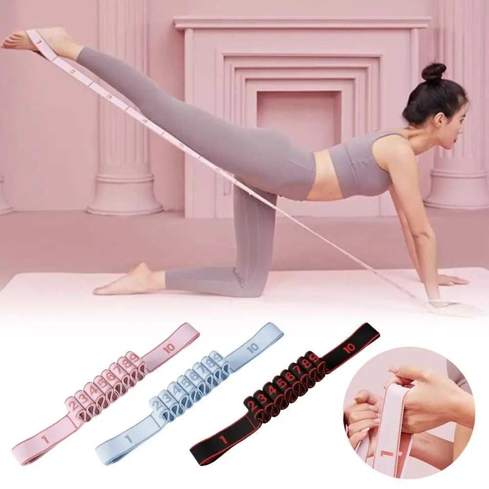 Multi-functional Elastic Yoga Stretching Belt Digital Adjustable Resistance Band 10/12 Grid Dance Stretch Band Adult Child
