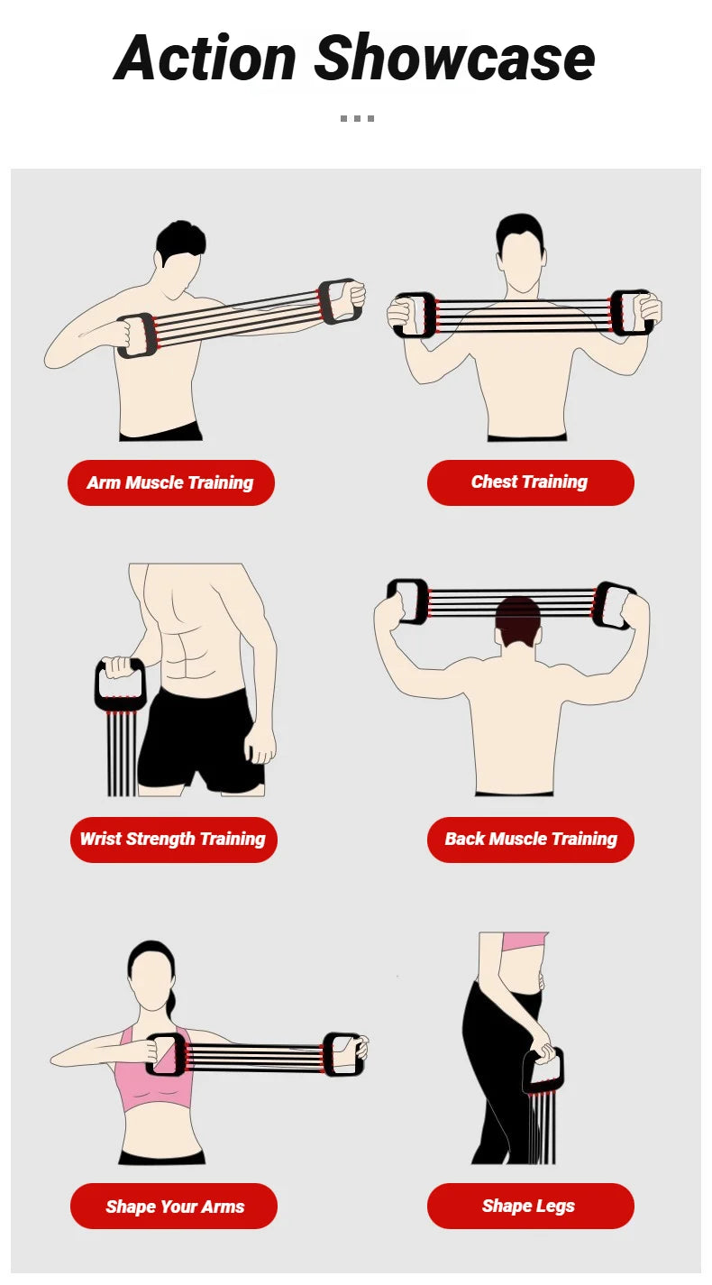 Suitable For Home And Gym Use Adjustable Rubber Resistance Band Multi-Functional Detachable Chest Trainer Fitness Equipment