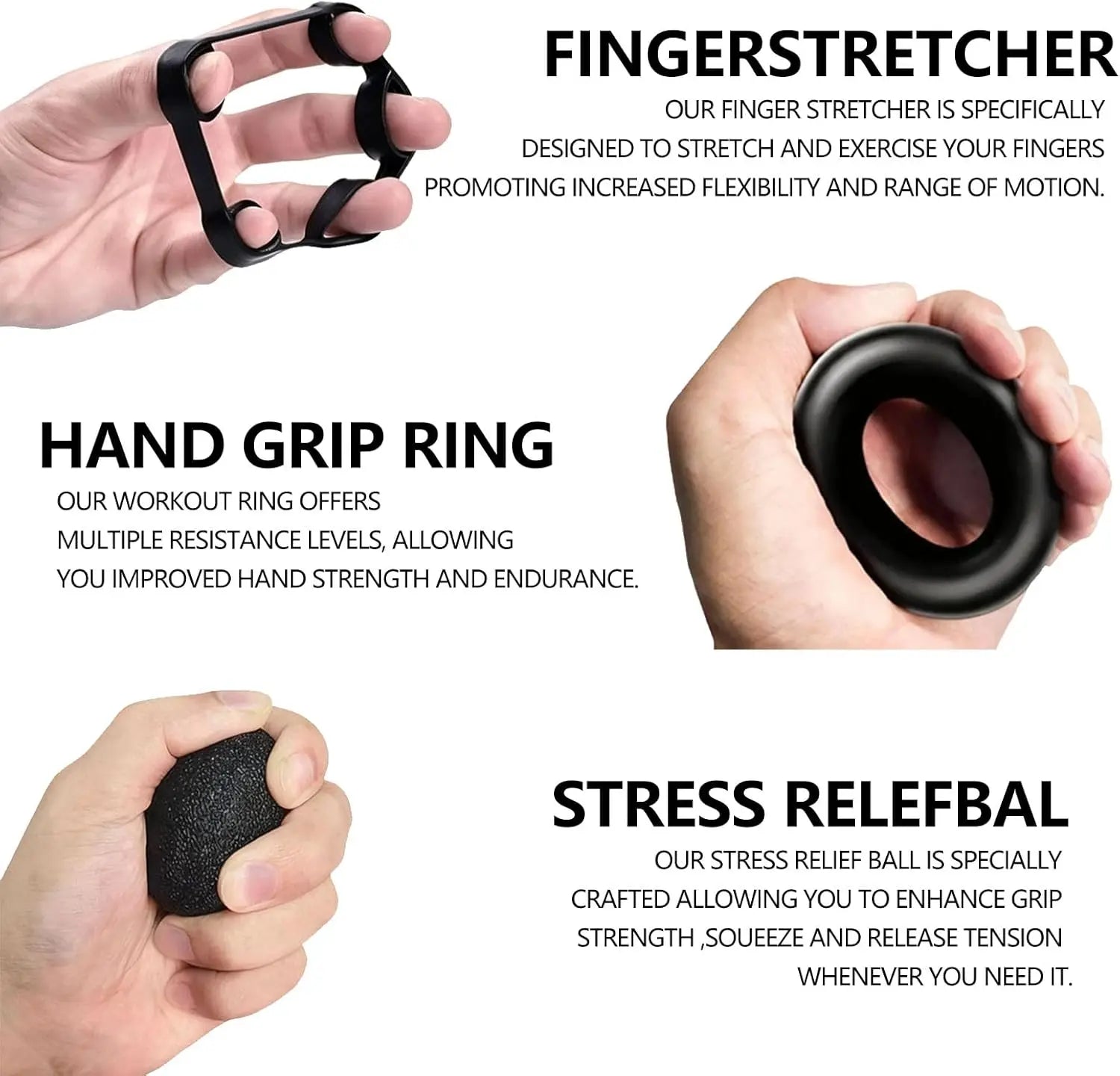 5-in-1 Grip Strength Trainer Kit with Counter, Adjustable 11-132 lbs, Finger Stretcher, Ring & Ball for Home Gym Arm Workout