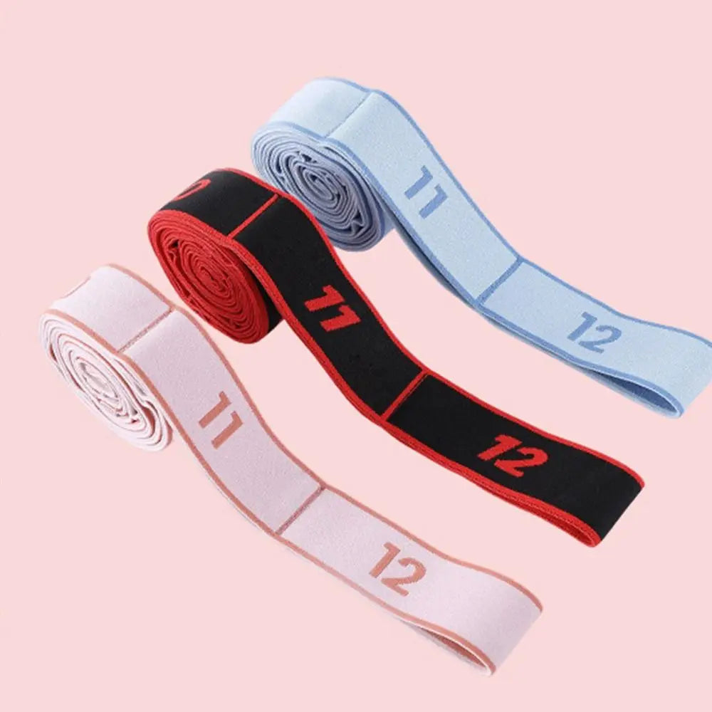 Multi-functional Elastic Yoga Stretching Belt Digital Adjustable Resistance Band 10/12 Grid Dance Stretch Band Adult Child
