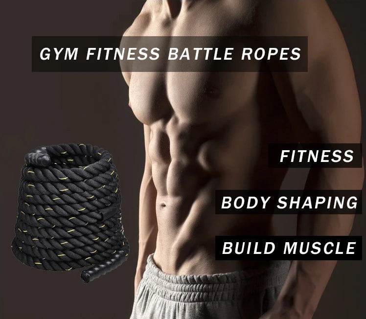 25mm*15m Heavy Duty Rope With Anchor Strap Kit, Core Strength Workout Equipment, Home Gym And Outdoor Workout