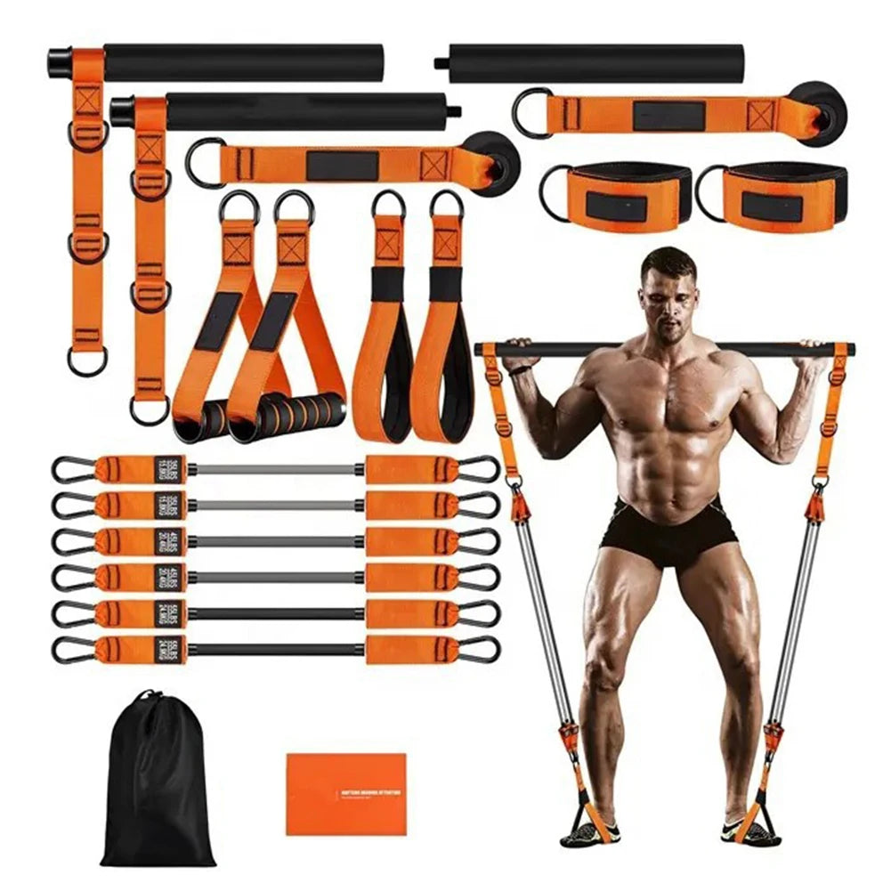 Pilates Bar Kit with Resistance Bands Multifunctional Pilates Bar Pilates Workout Equipment Home Gym Strength Training Equipment