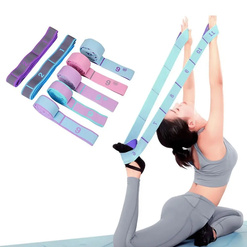Multi-functional Elastic Yoga Stretching Belt Digital Adjustable Resistance Band 10/12 Grid Dance Stretch Band Adult Child