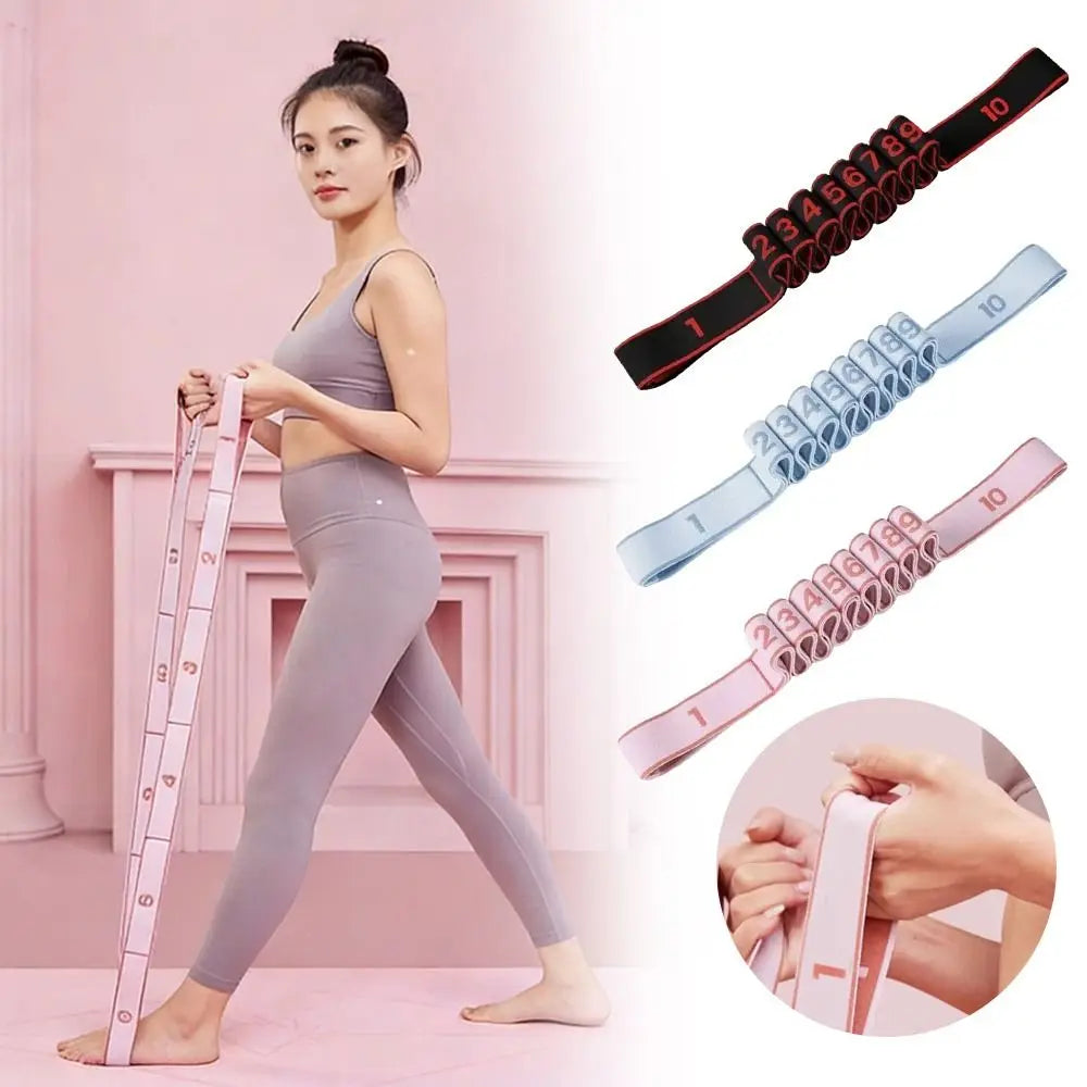 Multi-functional Elastic Yoga Stretching Belt Digital Adjustable Resistance Band 10/12 Grid Dance Stretch Band Adult Child